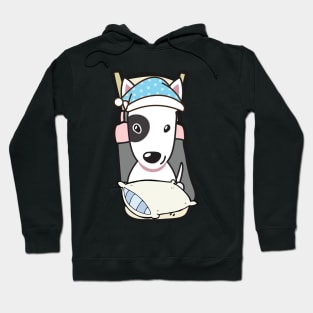 Cute bull terrier is going to bed Hoodie